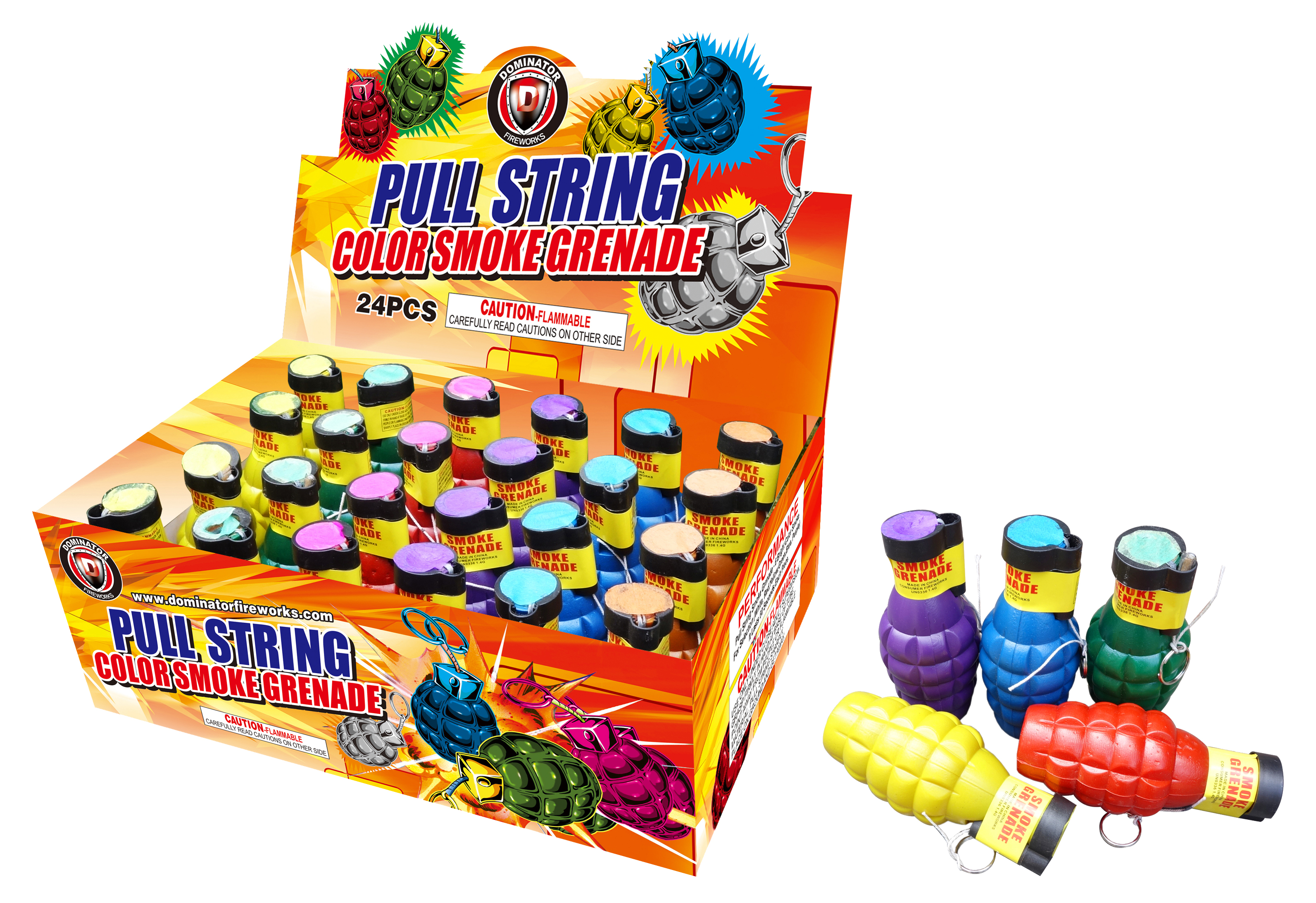 Pull string color smoke grenade