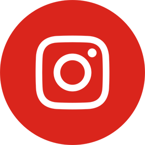 Instagram logo in red circle.